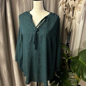 Torrid Dark Green Polka Dot Blouse